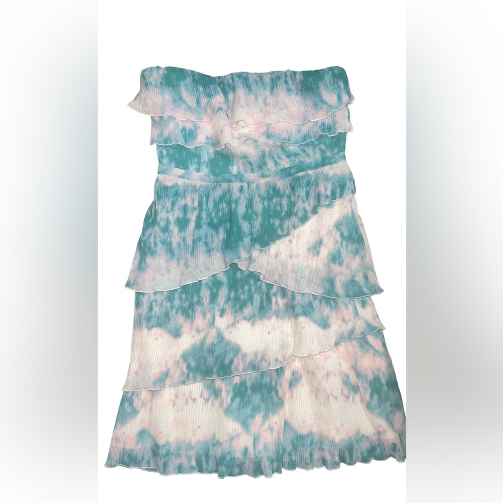 Multicolored Strapless Tiered Top